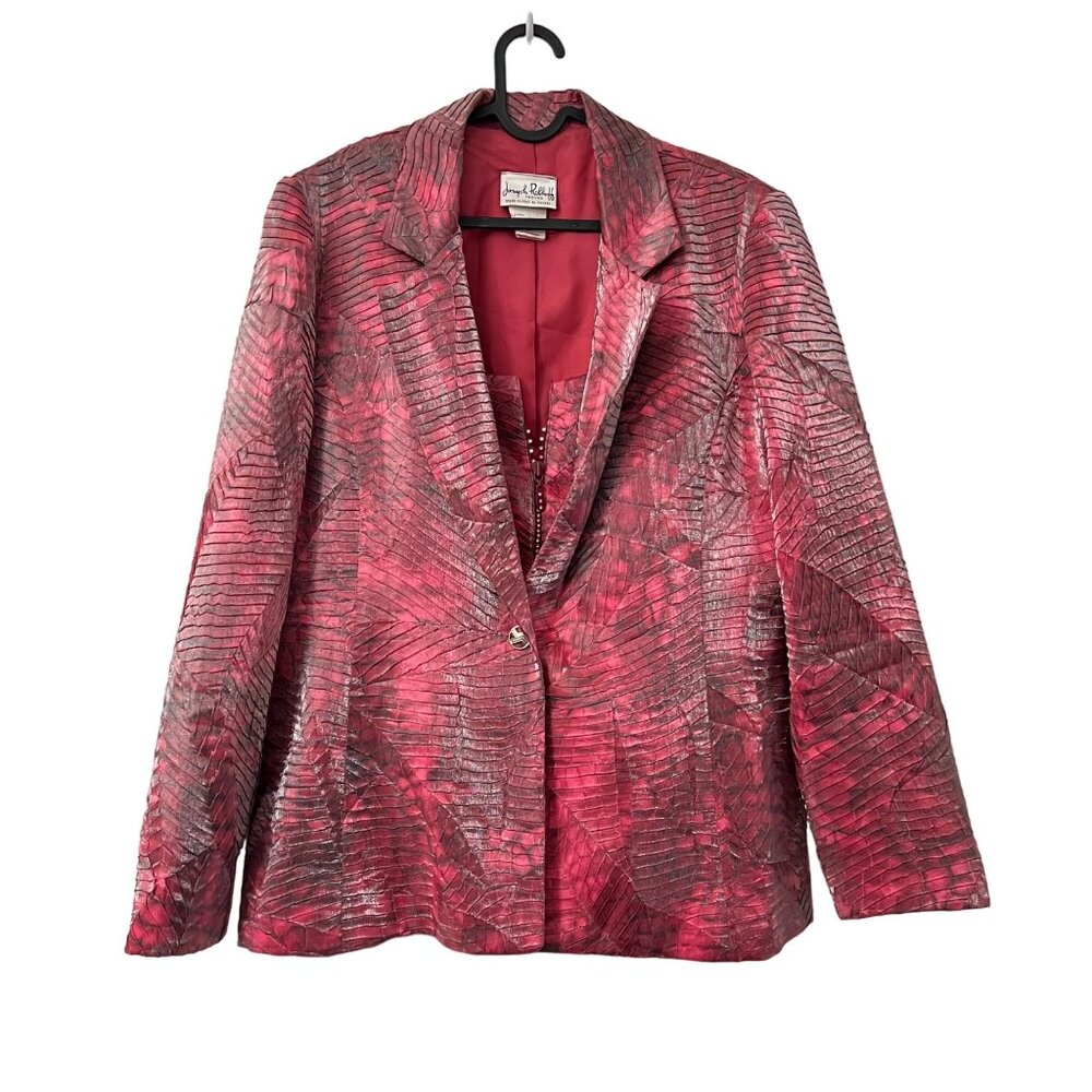 Joseph Ribkoff Pink Reptile Iridescent Textured Rhinestone 2 PC Blazer Set 12
